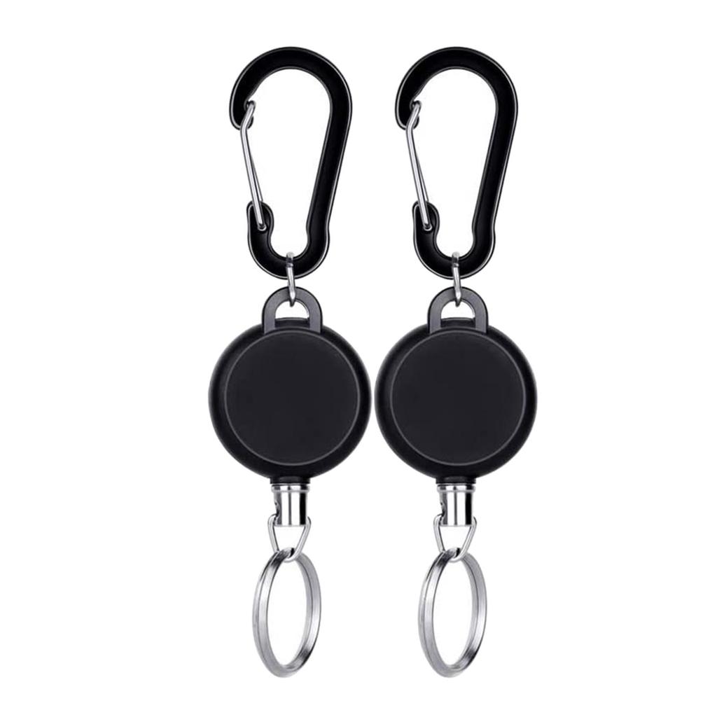 5 Pack Retractable Keychain Badge Reel 24 Inch Rustproof Steel Wire Rotatable Carabiner Clip for Keys ID Cards Badge Holders Belt or Bag Use