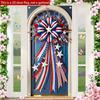 1Pc American Independence Day Star and Stripe Flag Bow Door Hanging Flag Red White Blue Holiday Decoration 2D Door Flag