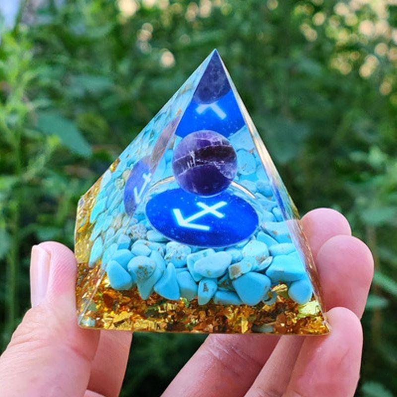 Orgonite Chakra Energy Pyramid Amethyst Crystal Home Decor Meditation Ornament Craft Gift