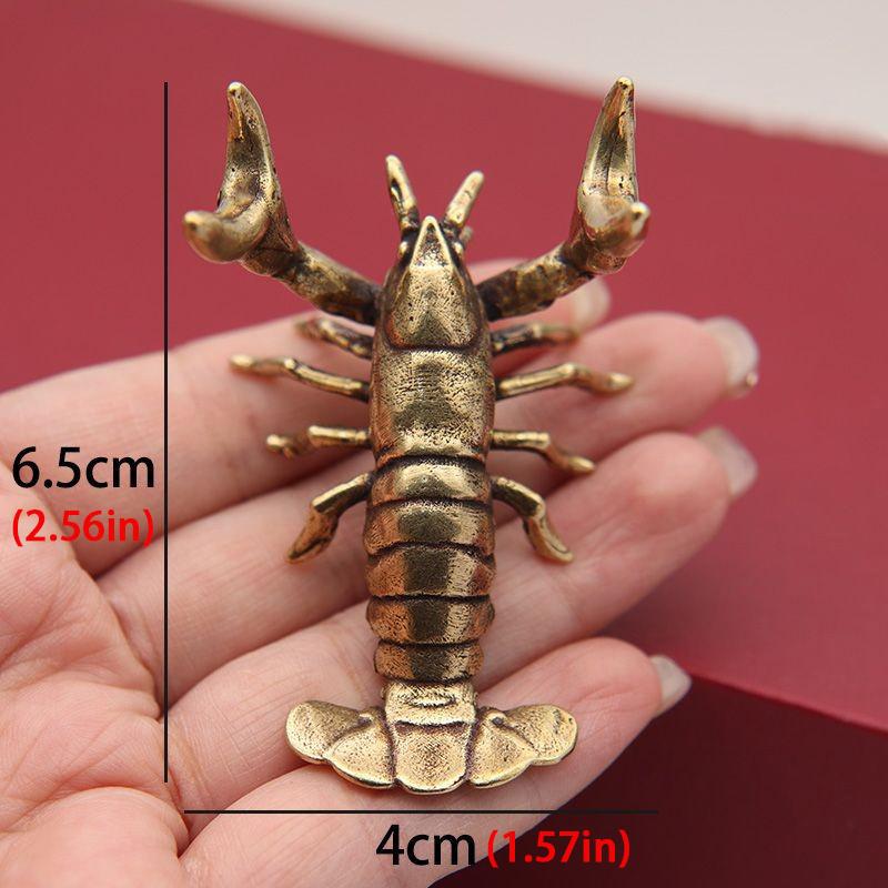 Твердый латунный орнамент в виде раков, винтажный держатель для ручек с животными, украшение для рабочего стола, коллекции ремесел, фигурки омаров, чайные домашние животные