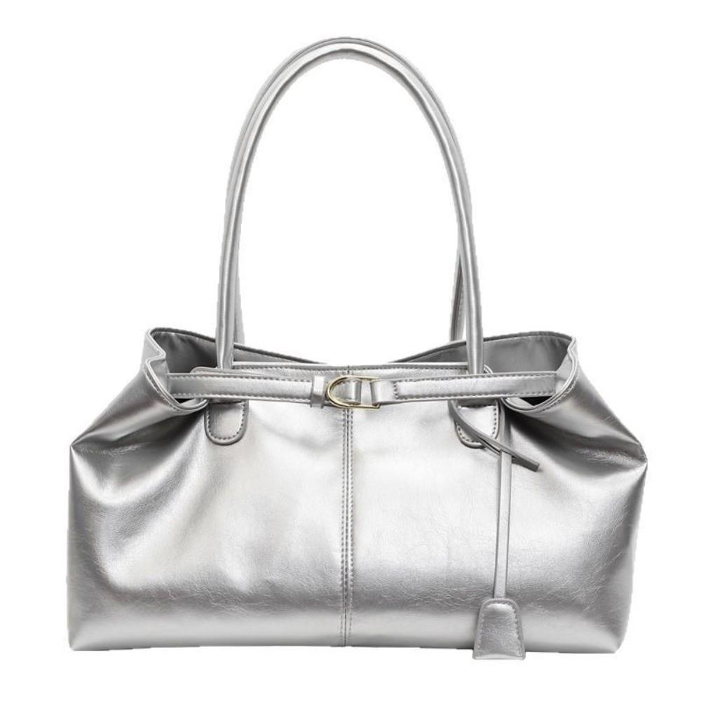 New Oil PU Leather Handbag Multifunctional Casual Tote Bag Large Capacity Underarm Bag Women