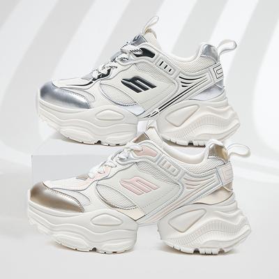 2025 туфли-подковы для папы женские новые весенние универсальные взрывные толстая подошва увеличивающие рост повседневные цветные спортивные туфли женские