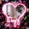 Heart Neon Sign Wall Decor, USB Powered LED Light In Pink, Decorative Wall Mirror for Bedroom, Girls Room, Party, Studio, Store Decor, Birthday Gifts