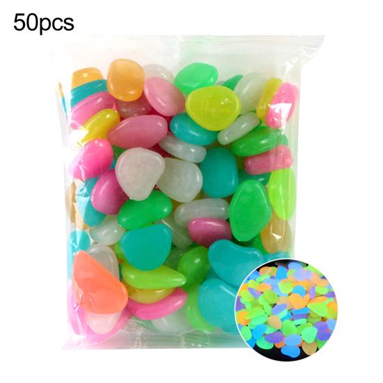 50Pcs Cobblestone Irregular Shape Eco-friendly Aquarium Decor Luminous Craft Glow Pebbles for Potting