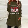 European & American Women's Dwarf Letter Print Plush Hoodie - Round Neck, Loose Fit, Long Sleeve, with Pockets