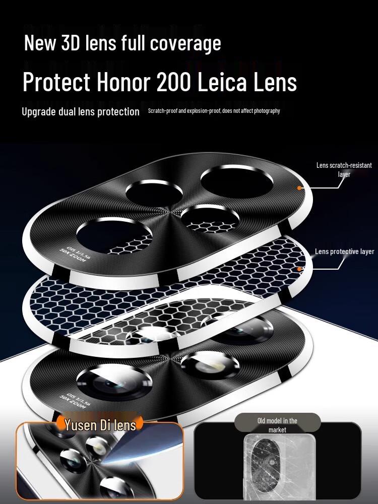 Стеклянный чехол для телефона Honor 200 Pro: Гальваническое покрытие, Защита от падений, Противоскользящее, Полное покрытие линз