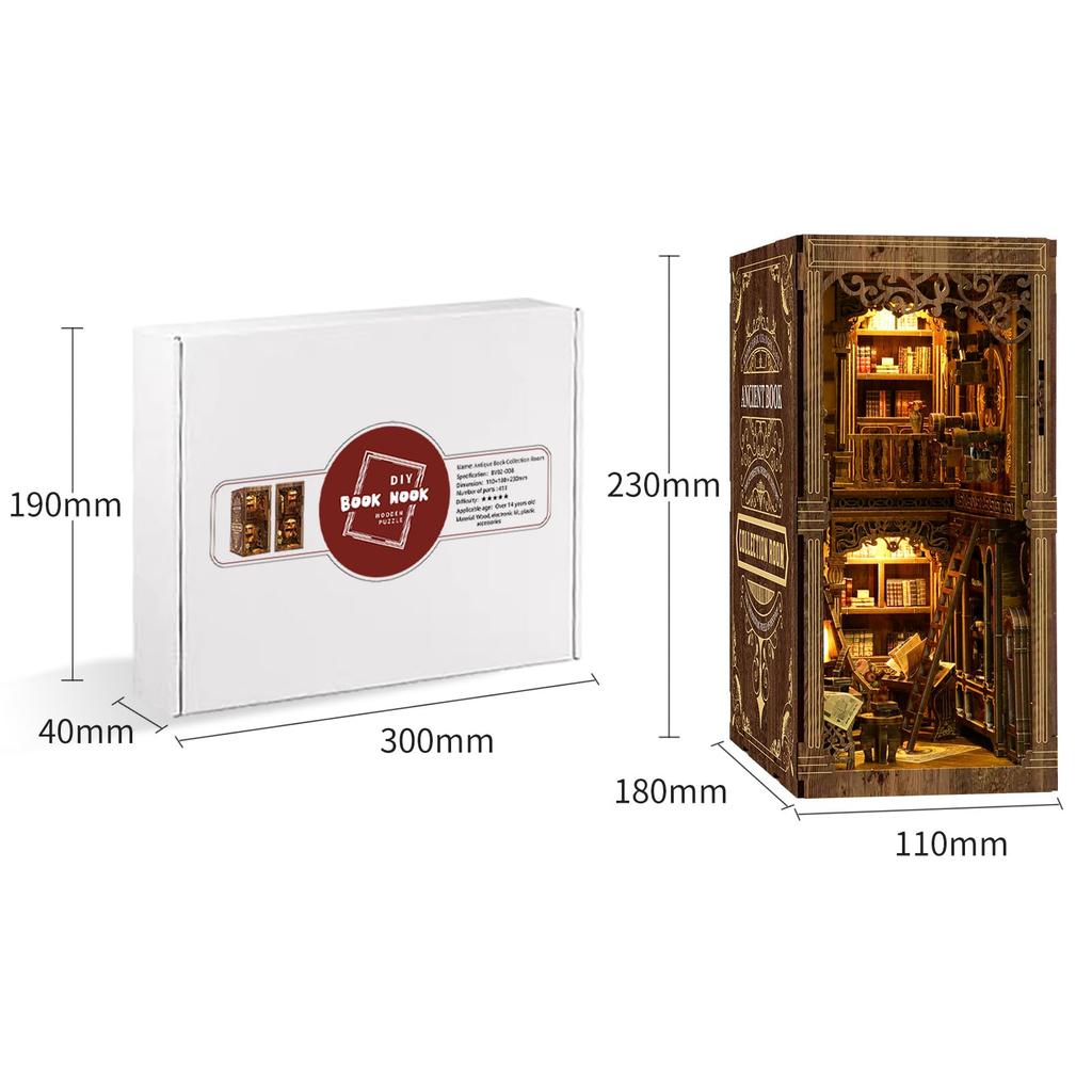 CRESYMME Miniature House Dollhouse Book Nook Kit Wooden DIY 3D Hobby Handmade of Old (Yumezo Books)