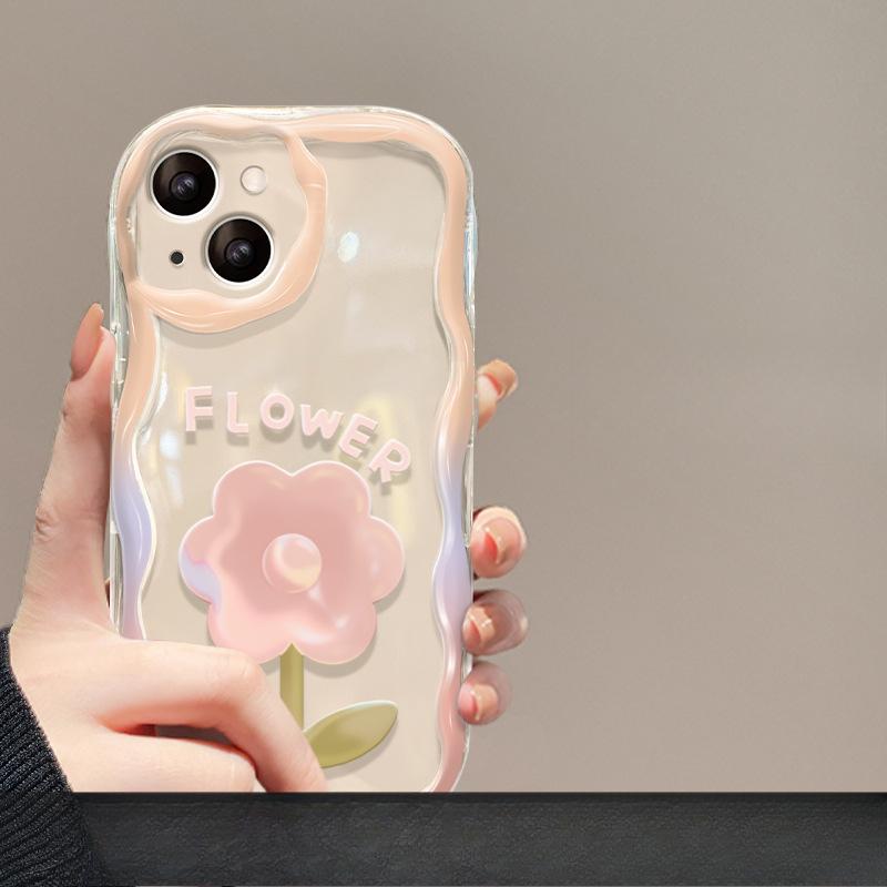 Браслет с градиентным цветком, подходящий для Apple 15, чехол для мобильного телефона iPhone14/13/12/11, прозрачный силиконовый Xsmax, мягкий