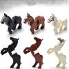 New 6pcs/set War White Black Horse Figures Sport Creative MOC Building Blocks Sets Bricks Model Kids Compatible Hobbit Toys Kids