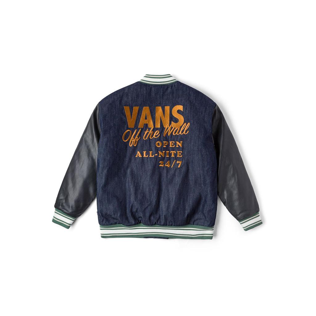 Vans Американская винтажная повседневная универсальная удобная куртка в студенческом стиле куртка унисекс темно-синего цвета VN000KC0CRF