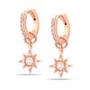 Серьги-кольца Huggie из стерлингового серебра 925 пробы с покрытием из розового золота с цирконием и подвеской в виде звезды для женщин-подростков