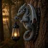 Настенный светильник Yousheng Solar Dragon, Винтажная смоляная уличная скульптура-светильник в виде дракона, Водонепроницаемый готический садовый фонарь для забора, двора, Декор на Хэллоуин