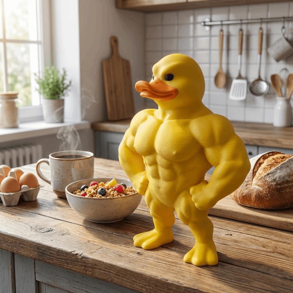 Defined Legs Muscle Duck Statue Defined Arms Muscular Duck Statue 3D Desktop Decor Gym Decoration