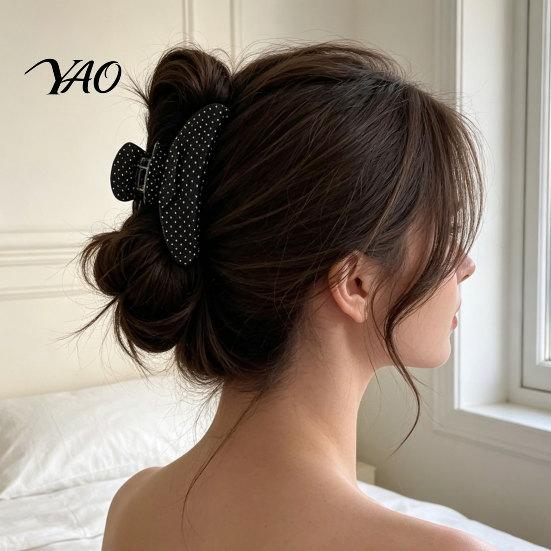 Fashionable Hair Jaw Clips Polka Dot Claw Clip for Women, 3.9 Inch Black/White/Red Big Clips, Large Secure Hold Accessories Accessory, Strong No Slip