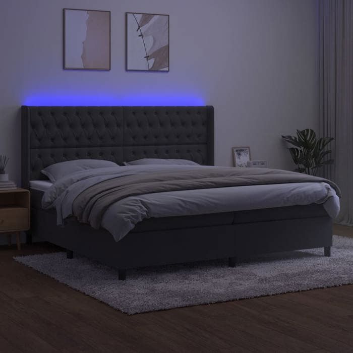 Maison Exclusive - Sommier à lattes de lit matelas et LED Gris foncé 200x200 cm