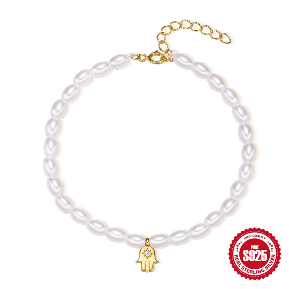 Стильный и простой стиль S925 стерлингового серебра французский мелкий рисовый жемчуг лунная змея бриллиант женский браслет