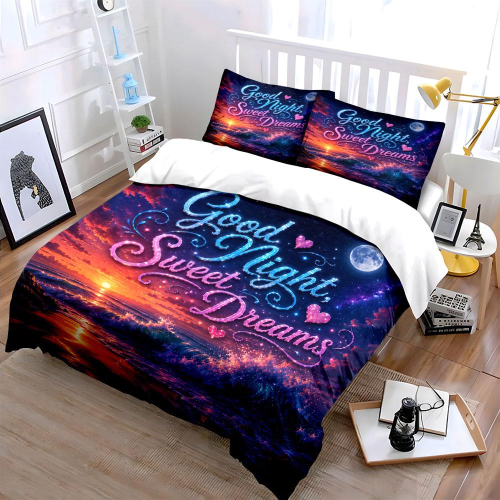 Good Night Sweet Dreams Ocean Bedding Duvet Cover Set Duvet Cover Pillowcases (1*Duvet Cover 2*Pillowcases, without duvet insert)