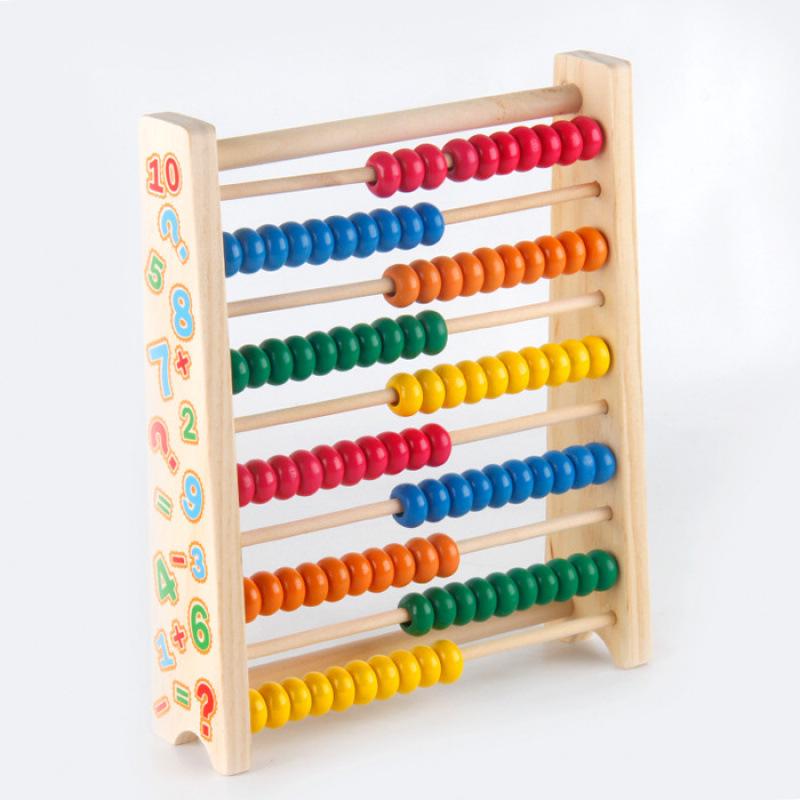 Colorful Wooden 10-Row Abacus for Children's Early Math Education