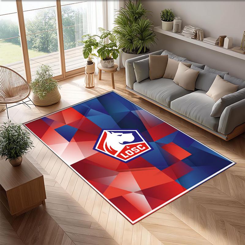 LOSC Lille FC Soccer Football Pattern Soft Area Rug Non Slip Indoor Floor Carpet Sports Decor Mat for Bedroom