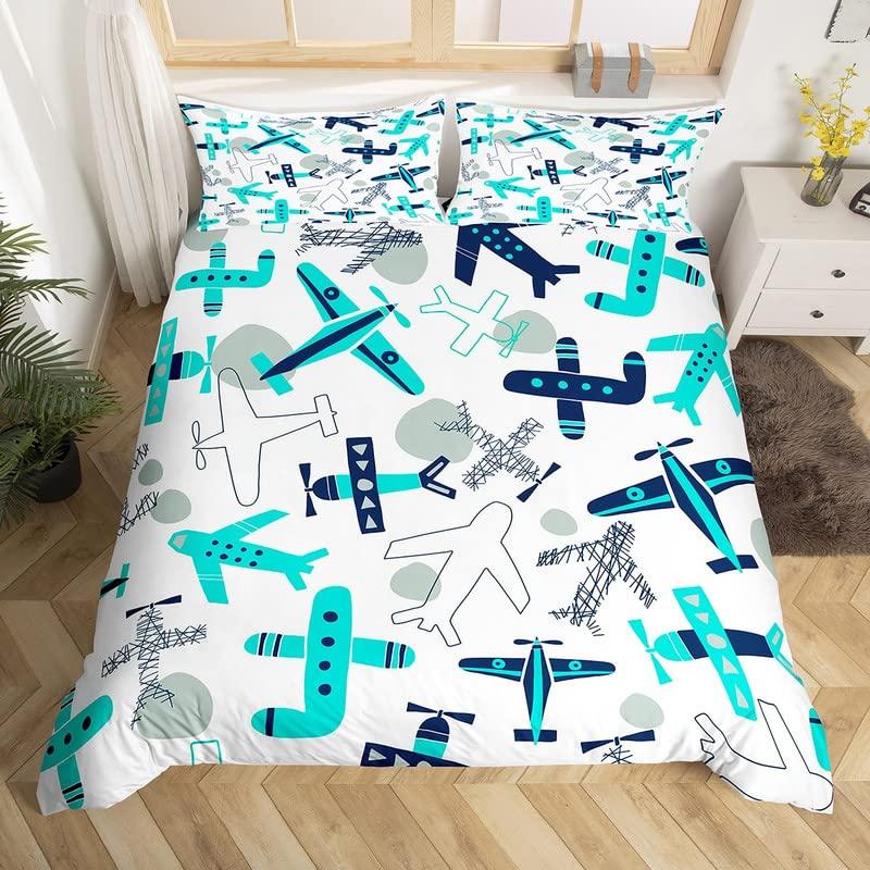 Пододеяльник с изображением мультяшного самолета для мальчиков и детей, радуга, облака, звездное небо, комплект постельного белья для малышей, самолеты, милый белый полиэстер, пододеяльник