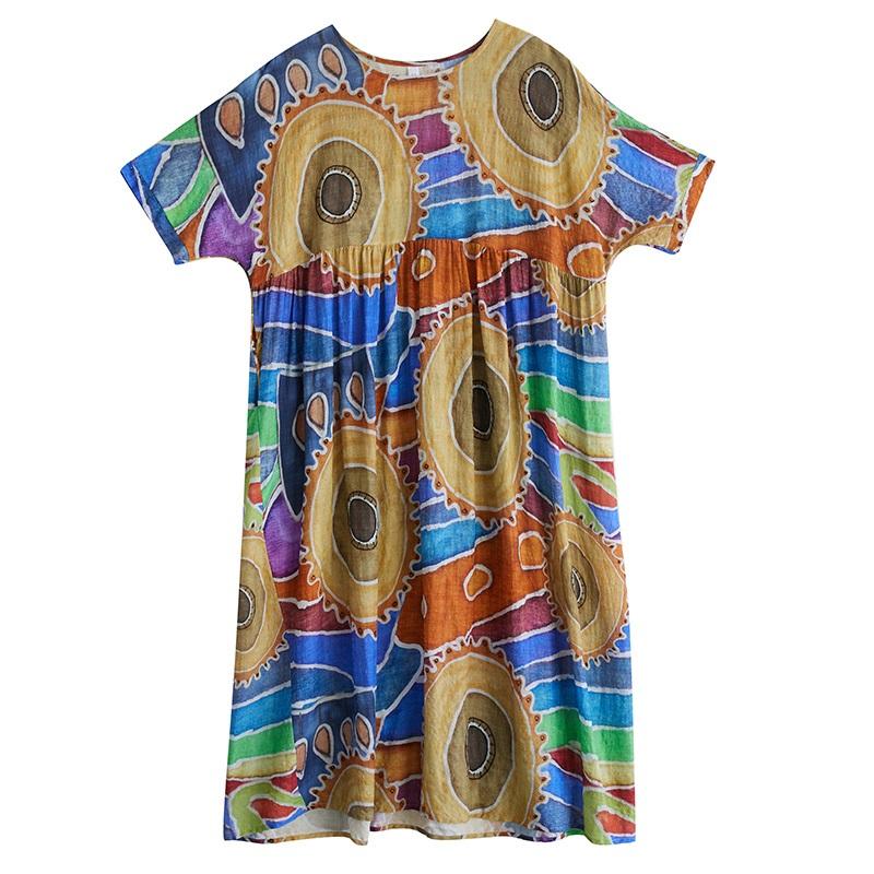 Новое хлопковое винтажное платье с цветочным принтом больших размеров с коротким рукавом для женщин, повседневное свободное длинное летнее платье