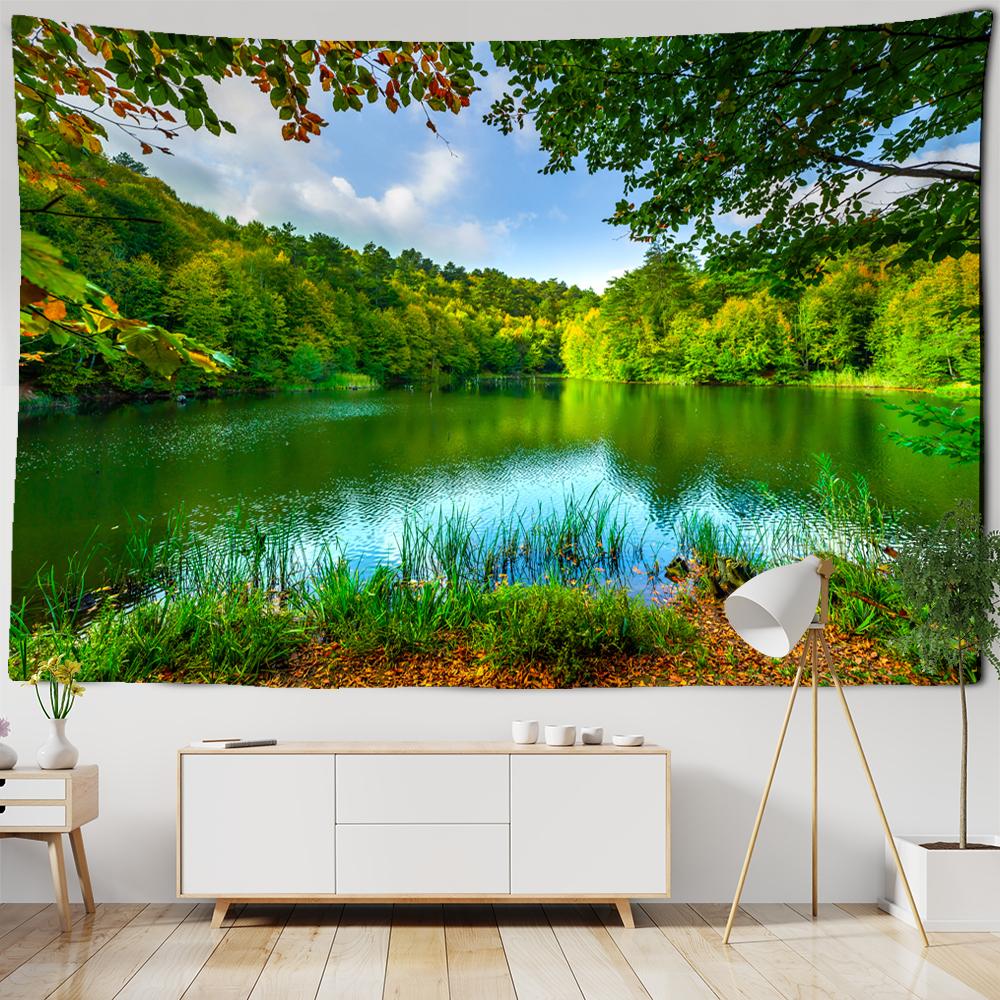 Природный пейзаж гобелен настенный красивый богемный растительный принт полиэстер украшение стены спальни фоновая ткань