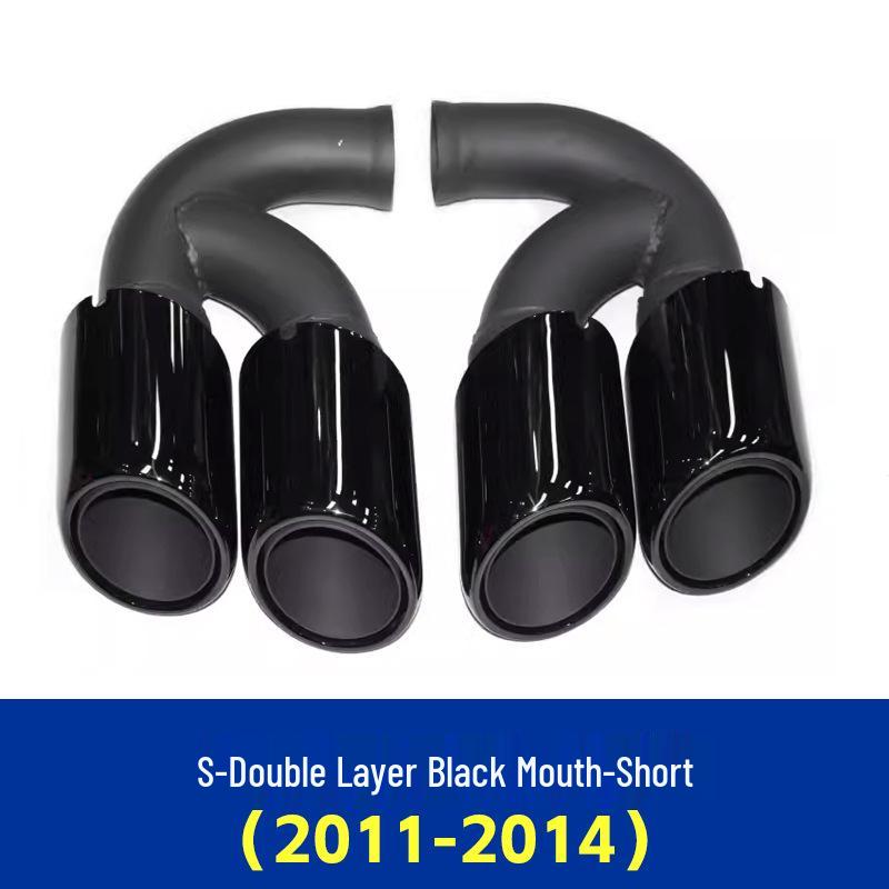 Порше Кайен (2011-2014 гг.) Черные насадки на глушитель GTS с четырьмя выхлопами для модификации труб