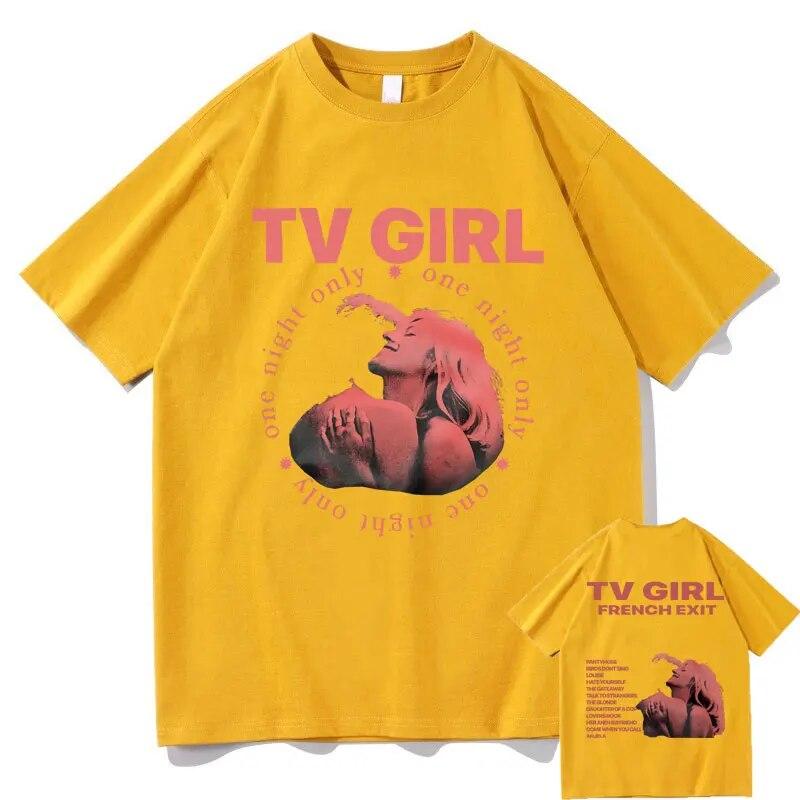 Cults TV Girl French Exit двусторонние футболки с принтом унисекс женская мода свободная футболка унисекс негабаритных черная футболка в стиле хип-хоп