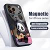 Магнитный чехол для Magsafe для iPhone 17 Pro Max, чехол с ощущением кожи играющей на гитаре панды для iPhone 16 15 14 13 Pro Max
