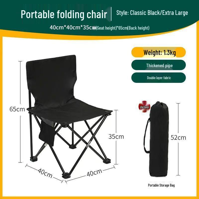 Portable Folding Chair with Backrest for Camping, Picnics, Barbecues, Fishing, and Outdoor Sketching