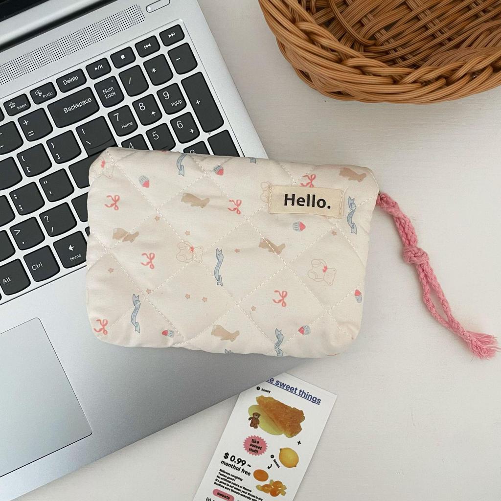 Милый стеганый кошелек для монет: Женская мини-сумка для помады, хранения всякой всячины и держатель для карт 2025