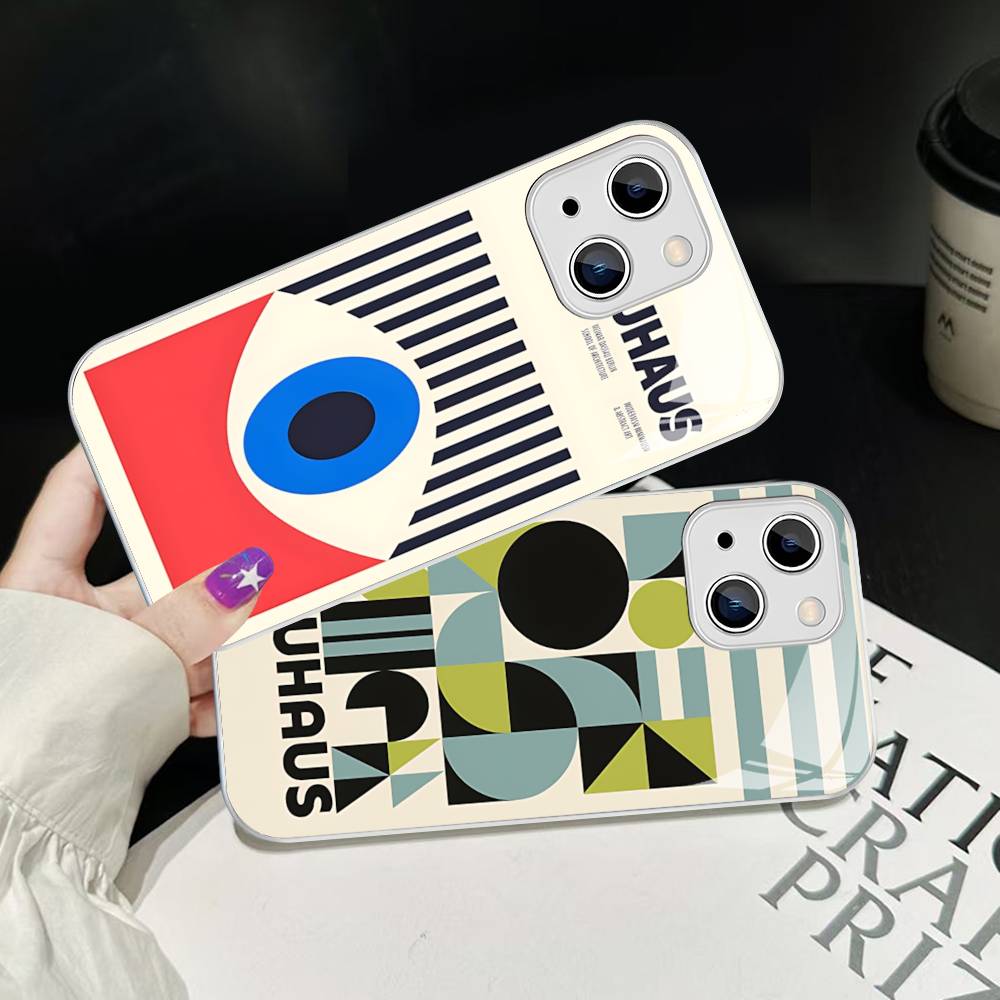 Абстрактная B-Баухаус Геометрическое Искусство Для IPhone 14 13 12 Mini 11 Pro XS Max X XR 14 Plus Защитное Стекло