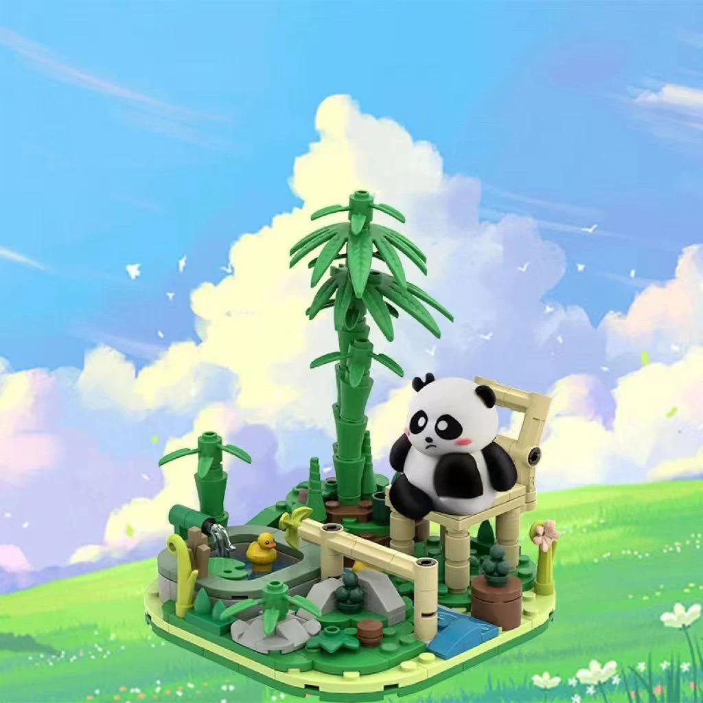 Симпатичные панда, строительные блоки, зоопарк, пейзаж, сборка, модель, кирпичи, креативное украшение для рабочего стола, детские рождественские игрушки «сделай сам», подарки