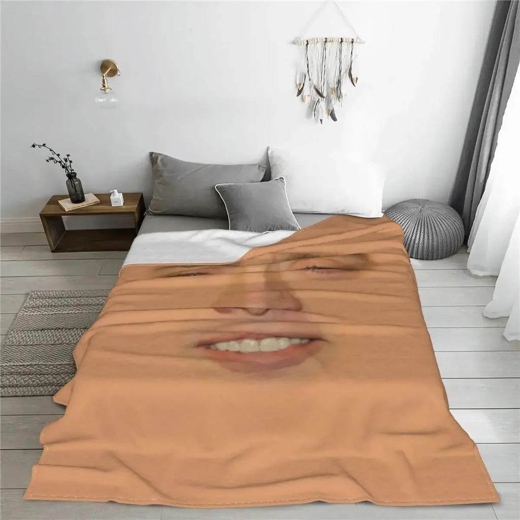 Nicolas Cage Full Face Wool Blanket Novelty Throw Blanket for Home Rug Piece