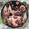 Розовая Рождественская Деревянная Табличка с Рисунком Снеговика - Знак Navidad для Входной Двери, Двора, Настенный Декор - Идеальный Рождественский Подарок для Друга
