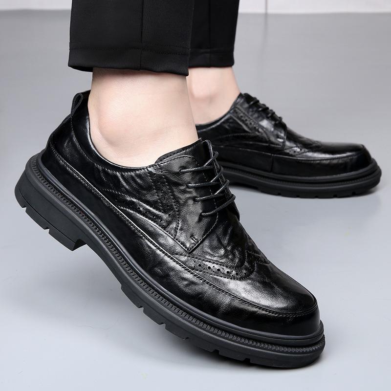 Брок кожаная обувь мужская весенняя дышащая кожаная мужская обувь новая универсальная трендовая британская деловая повседневная свадебная обувь