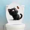 Black Cat Butterfly Toilet Sticker Waterproof Removable Self-adhesive PVC Living Room Bathroom Wall