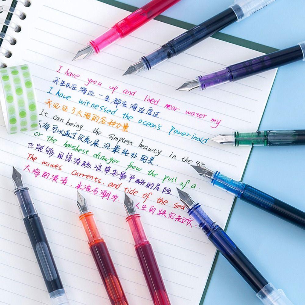 Large Capacity Fountain Pen Quick-Drying Straight Liquid Pen Fashion Writing Ink Pens Student