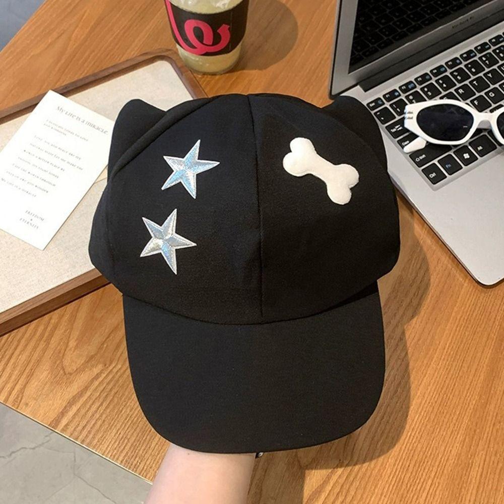 Кепка бейсболка Y2k с кошачьими ушками, милая кепка с козырьком, модная кепка со звездой, уличная одежда