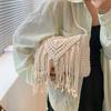 Fashion Casual Cotton Bag Hollow Tassel Beach Bag Flap Hand Woven Bag Cotton Rope Shoulder Crossbody Bag For Women