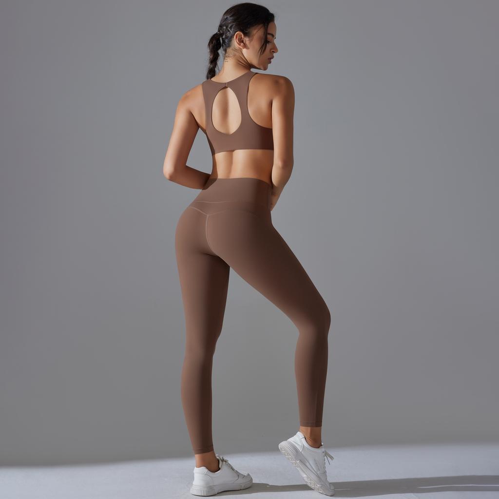 Auroth Женская спортивная одежда для йоги с открытой спиной и рукавами, жилет с высокой талией, спортивные леггинсы, комплект для фитнеса, одежда для тренировок в спортзале