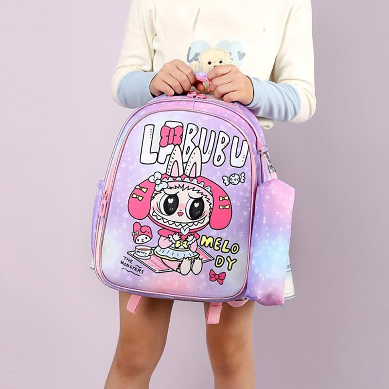 The New LABUBU Children's Schoolbag Cute Cartoon Pencil Case Backpack Boys and Girls Primary School Students First and Second Grade Backpack