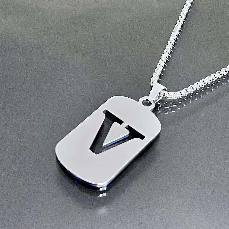Хип-хоп Мужская Женская Подвеска Ожерелье Из Нержавеющей Стали Полая Буква 26 Без Покрытия Дизайн Стиль Цепь для Повседневной Носки и Подарка