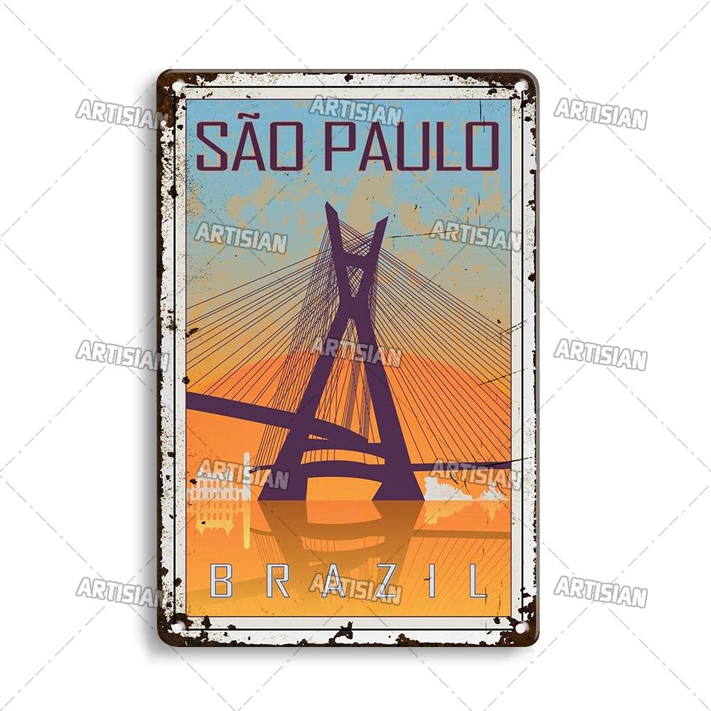 Ностальгический бразильский металлический постер винтажная дорожная металлическая жестяная вывеска декоративная тарелка домашний бар студия настенный декор металлическая табличка
