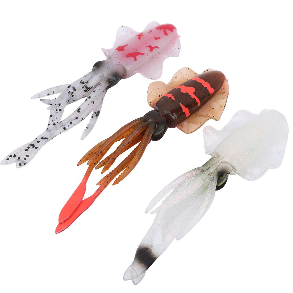3PCS Simulation Artificial Squid Deep Sea Soft Lure Bait Sea Fishing Trolling Accessory