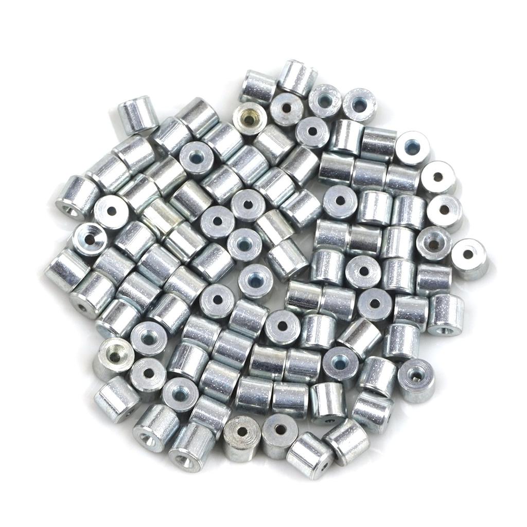 ECR011 100 шт., автомобильный оконный регулятор, намоточное устройство для ремонта, стальной трос, конец троса, фитинг, стопорная втулка, обжимная заклепка 6x5,6/1,7 мм