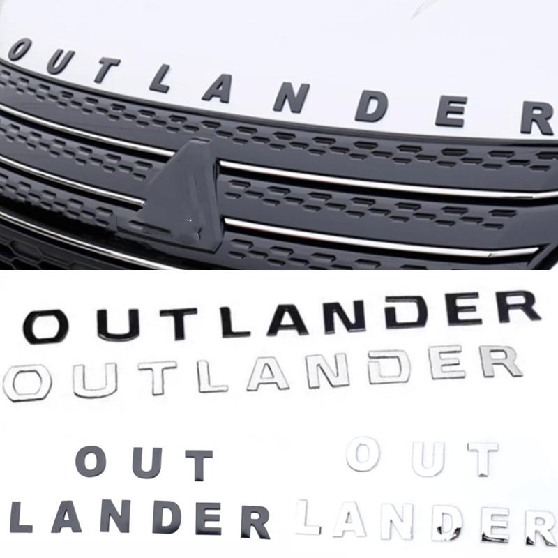 Car 3D Logo Letters Front Head Hood Alphabet Emblem Badge Decals Stickers Styling For Outlander Accessories