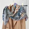 Spring and Autumn New High-end Silk Wool 140 Large Shawl Light Luxury Versatile Silk Wool Scarf Cold-proof and Warm Square Scarf
