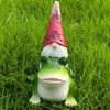 Cartoon Gnome Riding Frog Statue Resin Crafts Dwarf Sculpture Durable Garden Gnomes Figurine  Home