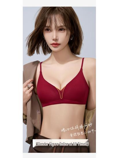 Премиальный французский кружевной бралетт треугольной формы: В рубчик, Без косточек, Тонкие бретели, Дышащий, Глубокий V-вырез.